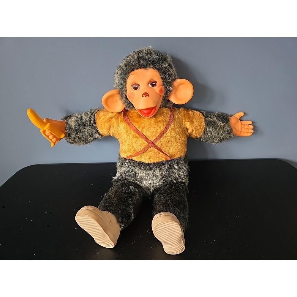 Rubber Face Stuffed Plush Doll Zippy Zip Monkey Mr. Bim Howdy Doody 19" Battery